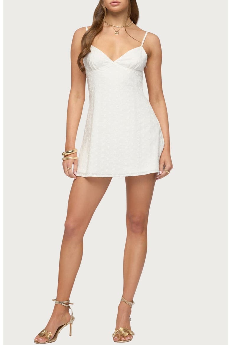 Iman Embroidered Cotton Minidress, Main, color, WHITE