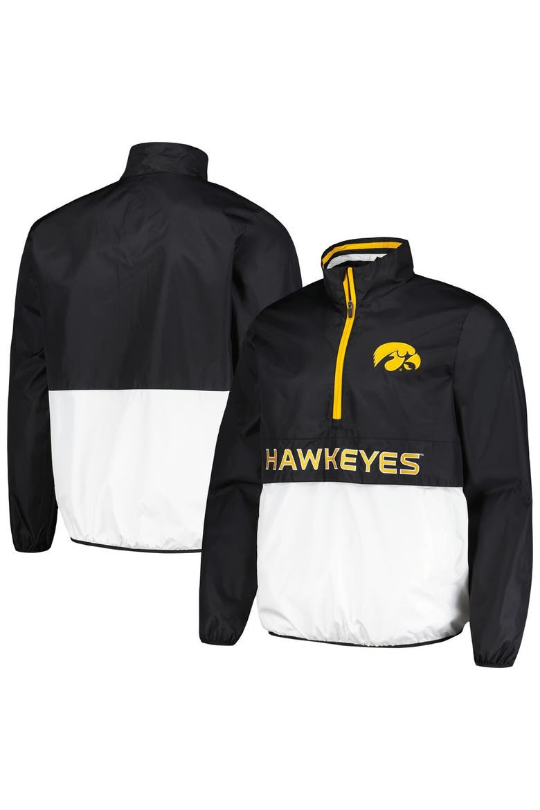 Men's G-III Sports by Carl Banks Black Iowa Hawkeyes Cornerman Half-Zip Top, Main, color, Black