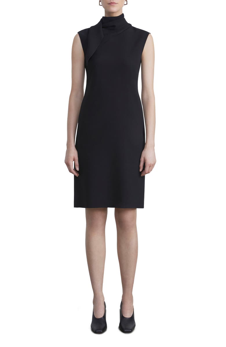 Lafayette 148 New York Scarf Detail Sleeveless Crepe Sheath Dress, Main, color, 