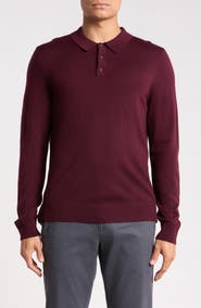 Nordstrom Machine Washable Merino Wool Polo Sweater