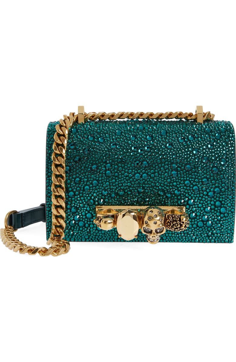 McQueen Mini Jeweled Crystal Embellished Satchel, Main, color,