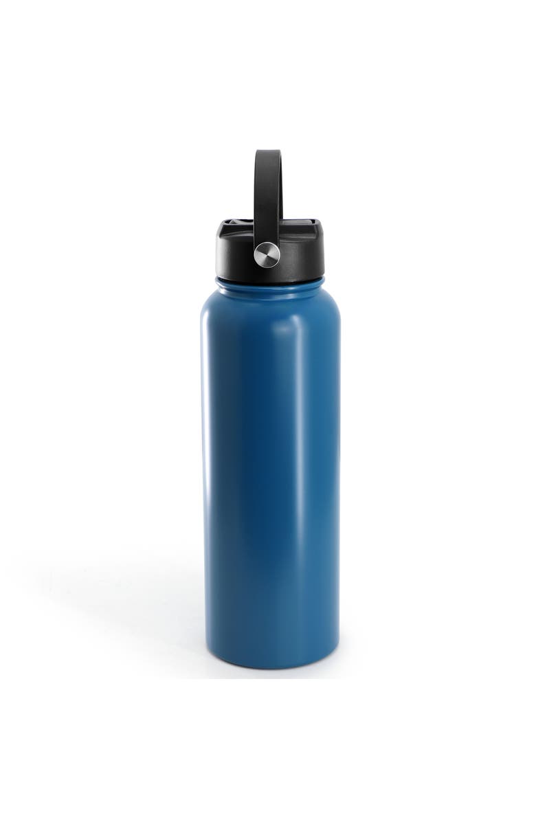 Gibson Home Marina 38 Ounce Double Wall Stainless Steel Thermal Bottle with Lid and Straw, Alternate, color, Blue