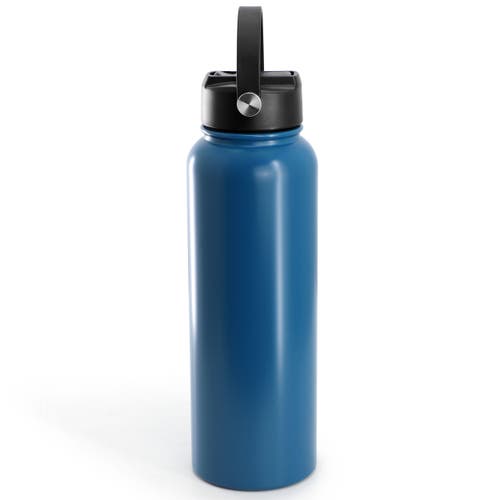 Gibson Home Marina 38 Ounce Double Wall Stainless Steel Thermal Bottle With Lid And Straw In Blue
