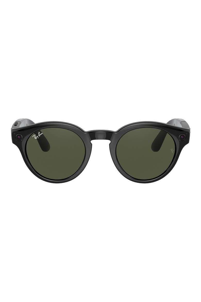Stories 48mm Gradient Round Smart Glasses, Main, color, BLACK/ DARK GREEN