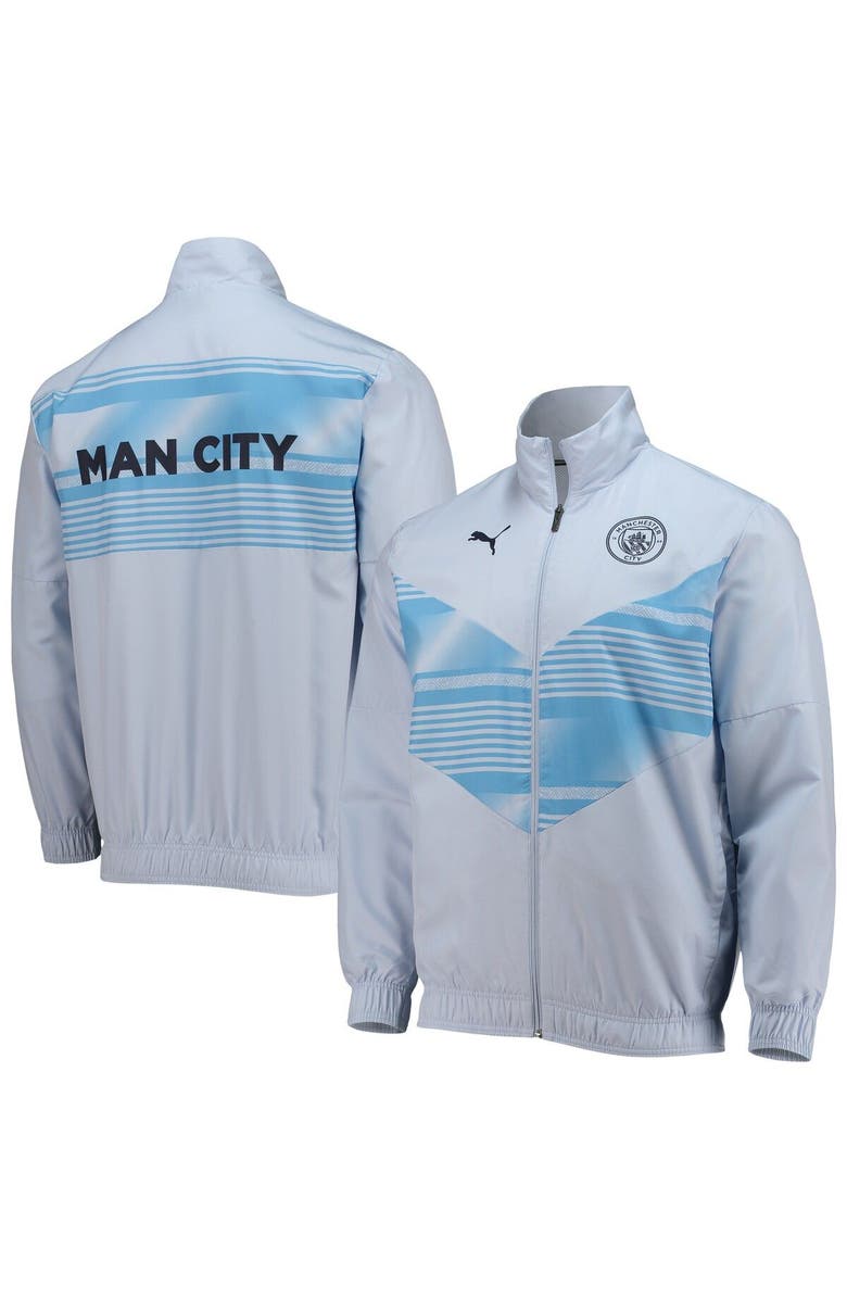 PUMA Men's Puma Sky Blue Manchester City 2022/23 Pre-Match Full-Zip Jacket, Main, color, 