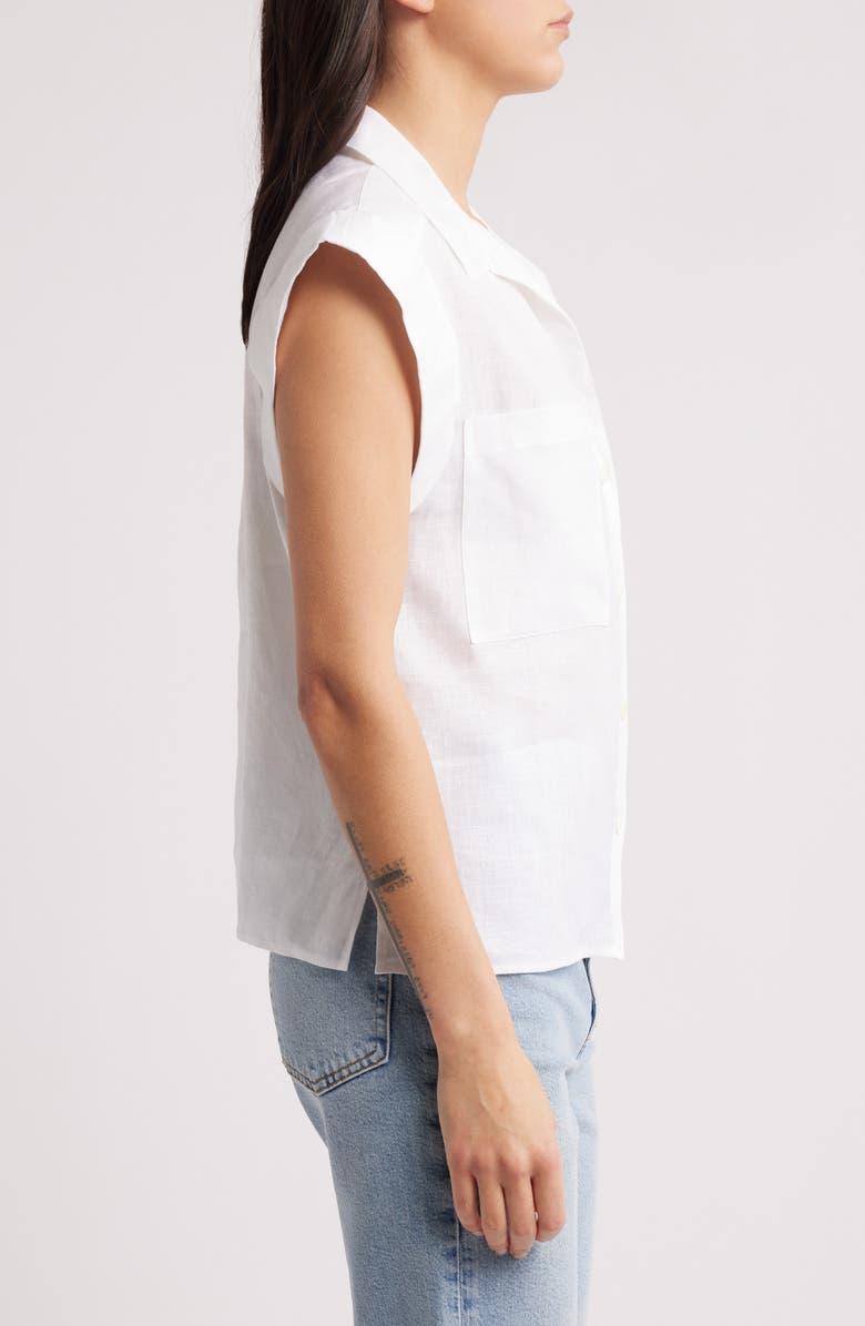 FRAME The Leisure Linen Short Sleeve Button-Up Shirt, Alternate, color, White