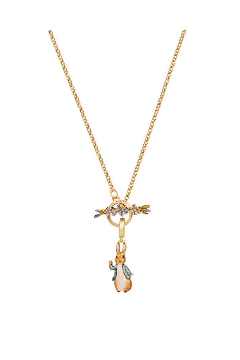 x Peter Rabbit Forget Me Not Toggle Necklace, Main, color, Gold