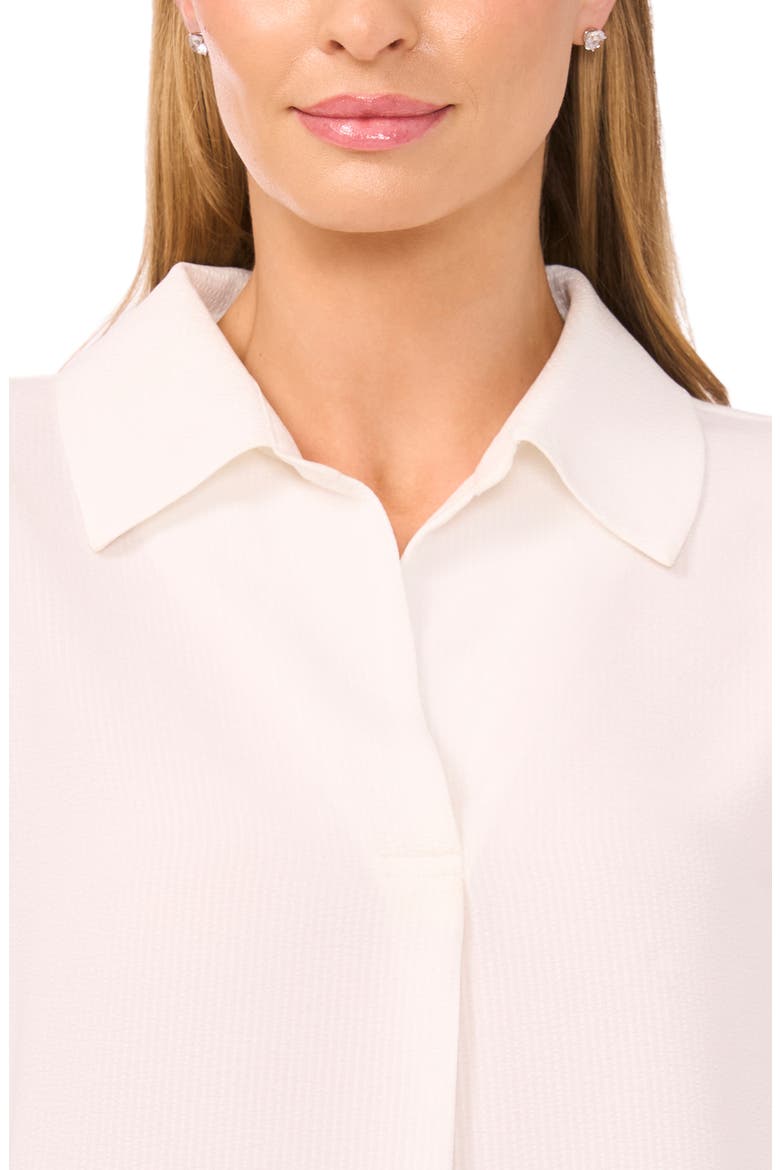 Tonal Stripe Collared Split Neck Top, Alternate, color, NEW IVORY