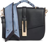 London Fog Scarf Handle Faux Leather Crossbody Bag