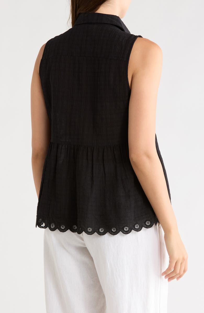 MAX STUDIO Sleeveless Button Front Eyelet Top, Alternate, color, Black