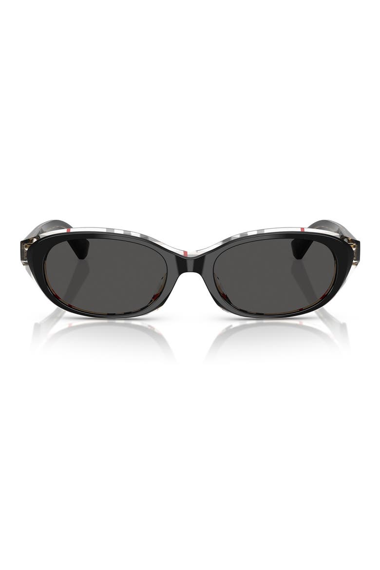 55mm Oval Sunglasses, Main, color, BLACK CHECK
