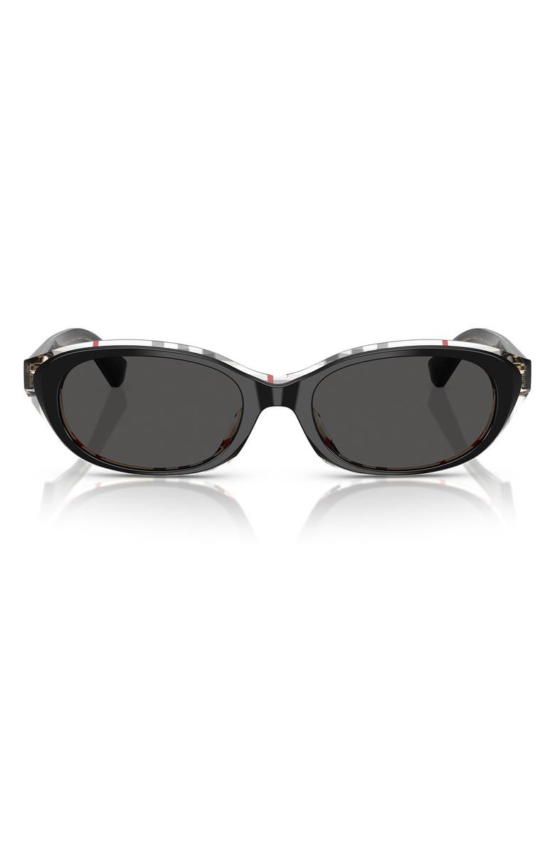 Burberry 55mm Oval Sunglasses, Main, color, Black Check