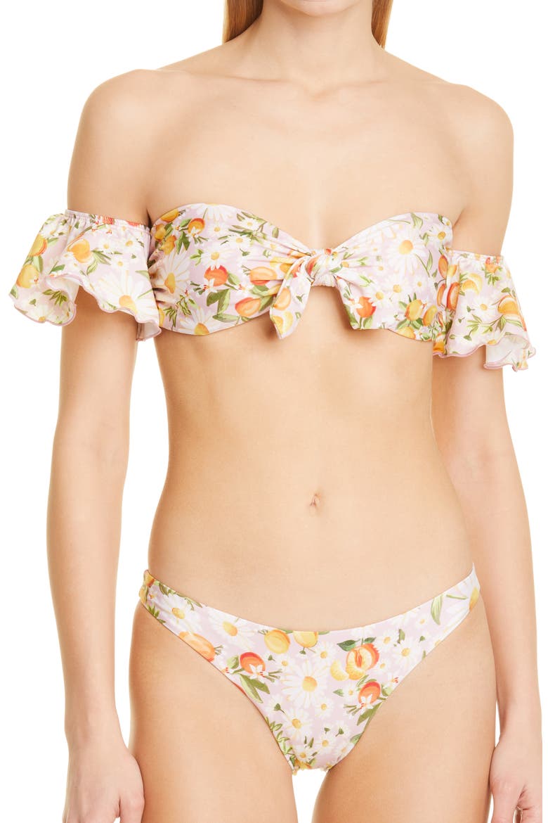 Tangerine Dream Flutter Sleeve Bikini Top, Main, color, TANGERINE DREAM