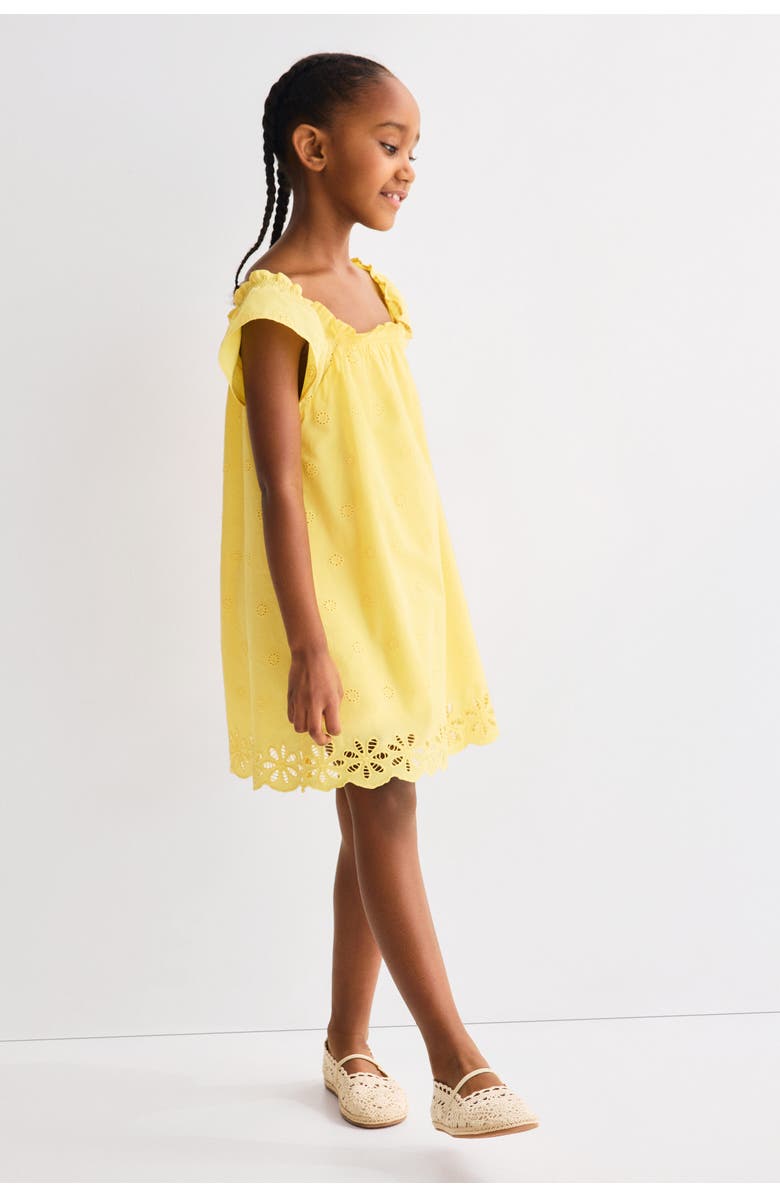 H&M Broderie Anglaise Cotton Dress, Alternate, color, Yellow