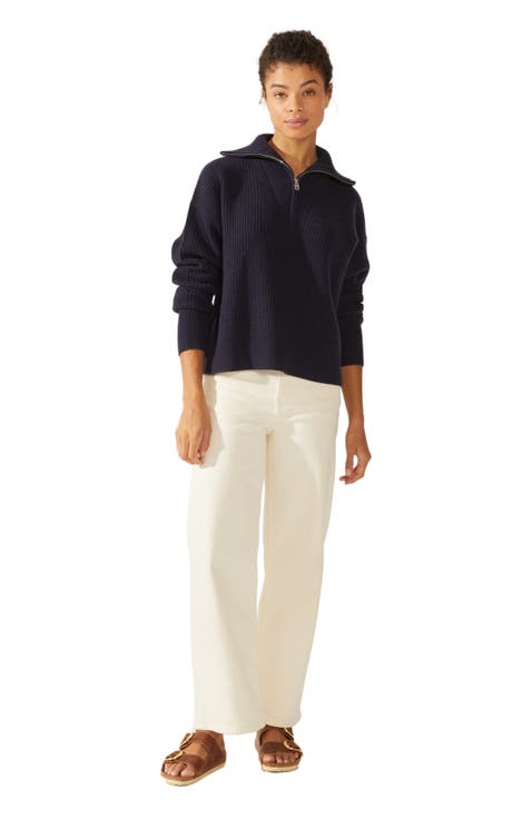 Sophia Chunky Cashmere Quarter Zip Pullover