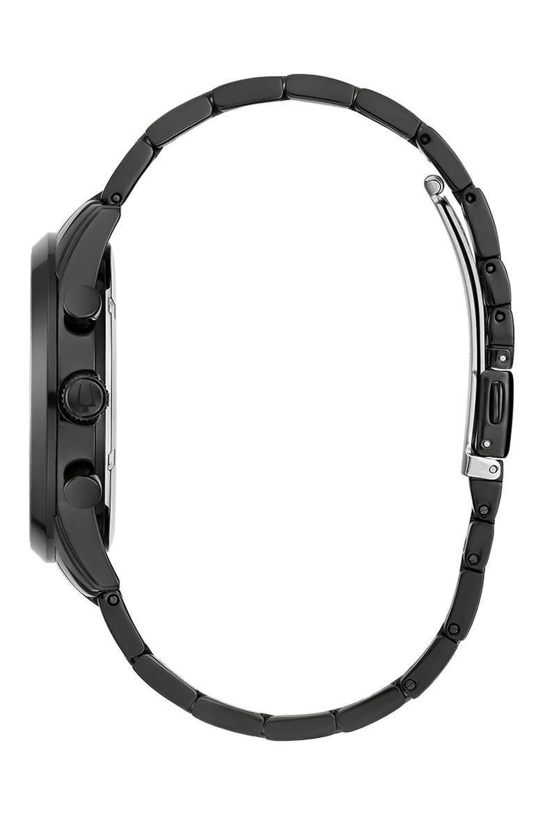 Stainless Steel Chronograph Quartz Bracelet Watch, 42mm, Alternate, color, BLACK