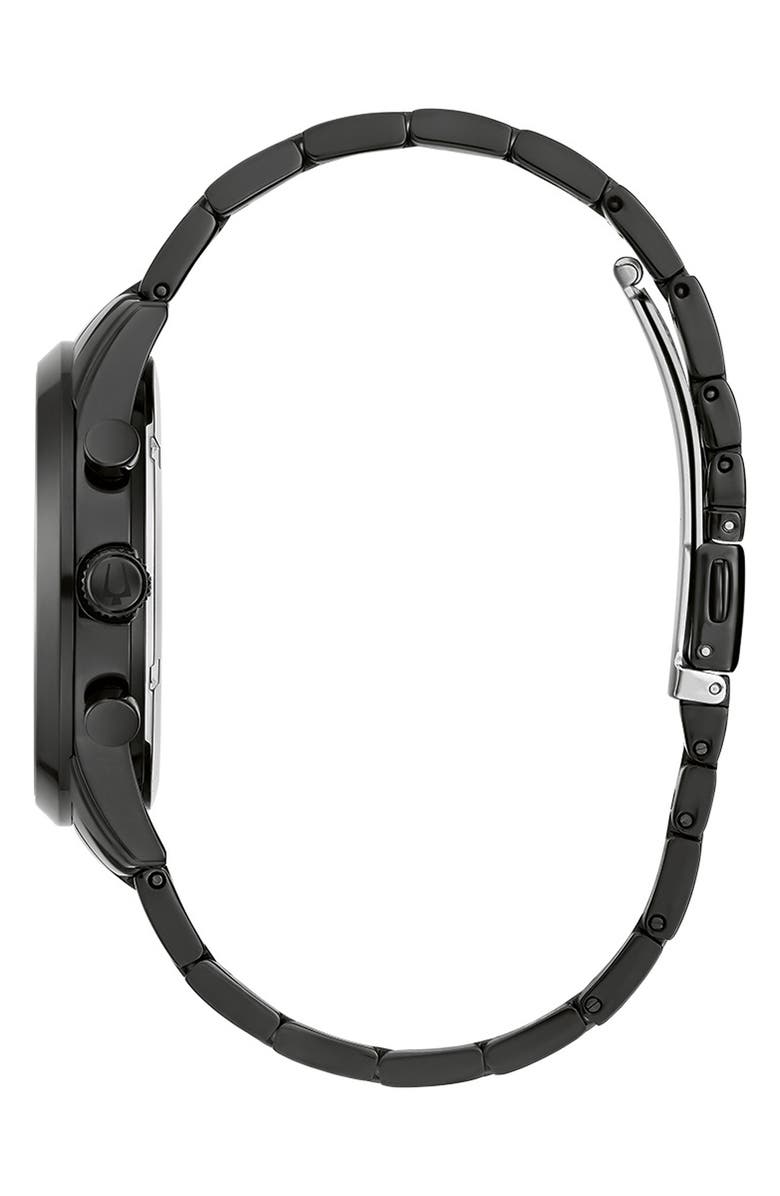 BULOVA Stainless Steel Chronograph Quartz Bracelet Watch, 42mm, Alternate, color, Black
