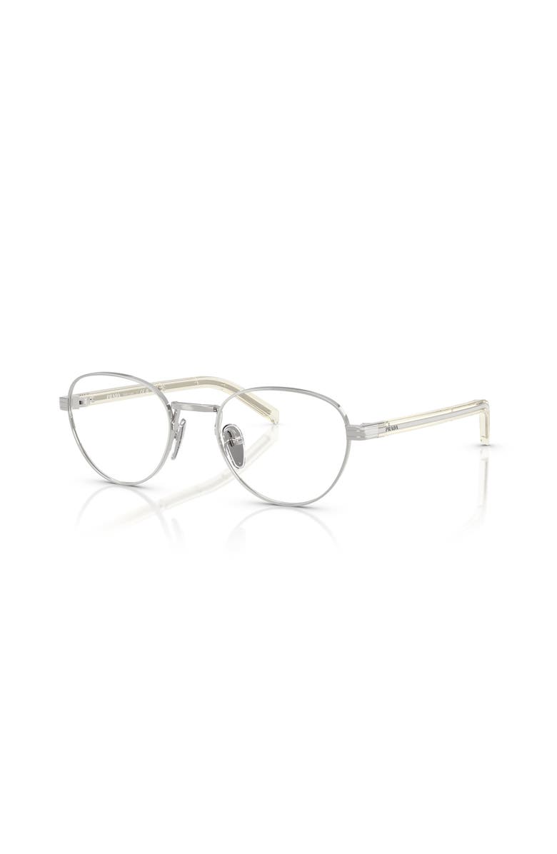 Prada 49mm Round optical glasses, Main, color, Silver