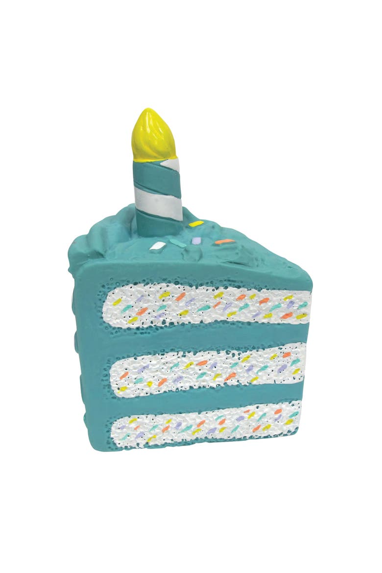 Birthday Cake Dog Chew Toy Blue 6 Inch, Main, color, Multicolored