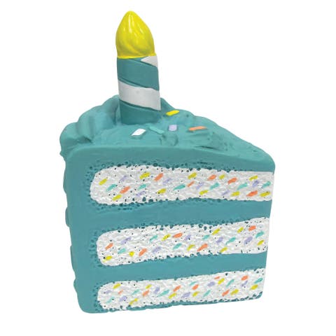 Birthday Cake Dog Chew Toy Blue 6 Inch