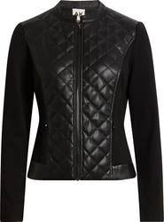 AK ANNE KLEIN Quilted Mixed Media Jacket