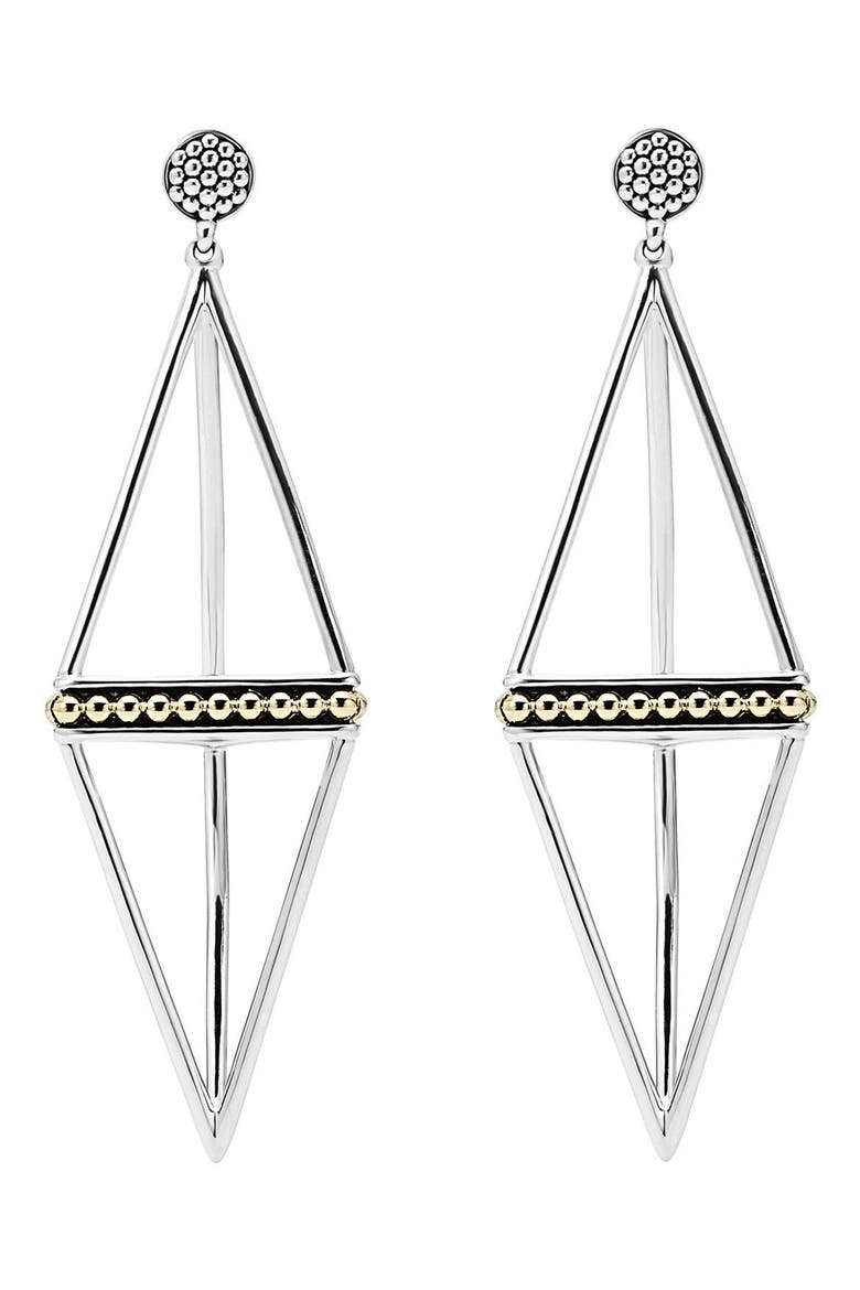 'KSL' Pyramid Drop Earrings, Alternate, color, SILVER/ GOLD