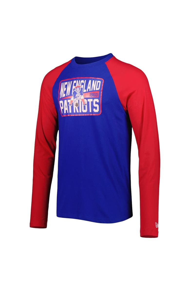 New Era Men's New Era Royal New England Patriots Throwback Raglan Long Sleeve T-Shirt, Alternate, color, Royal