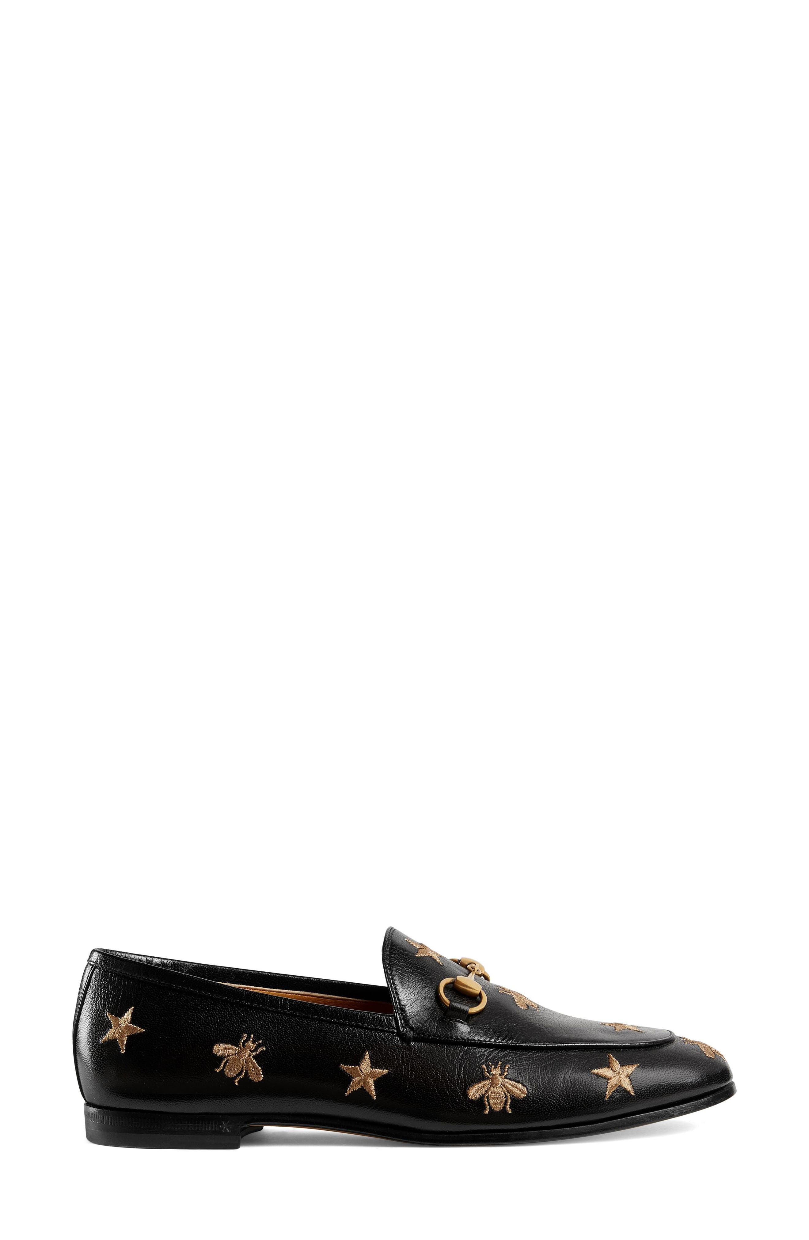 Gucci Jordaan Embroidered Bee Loafer, Alternate, color, 