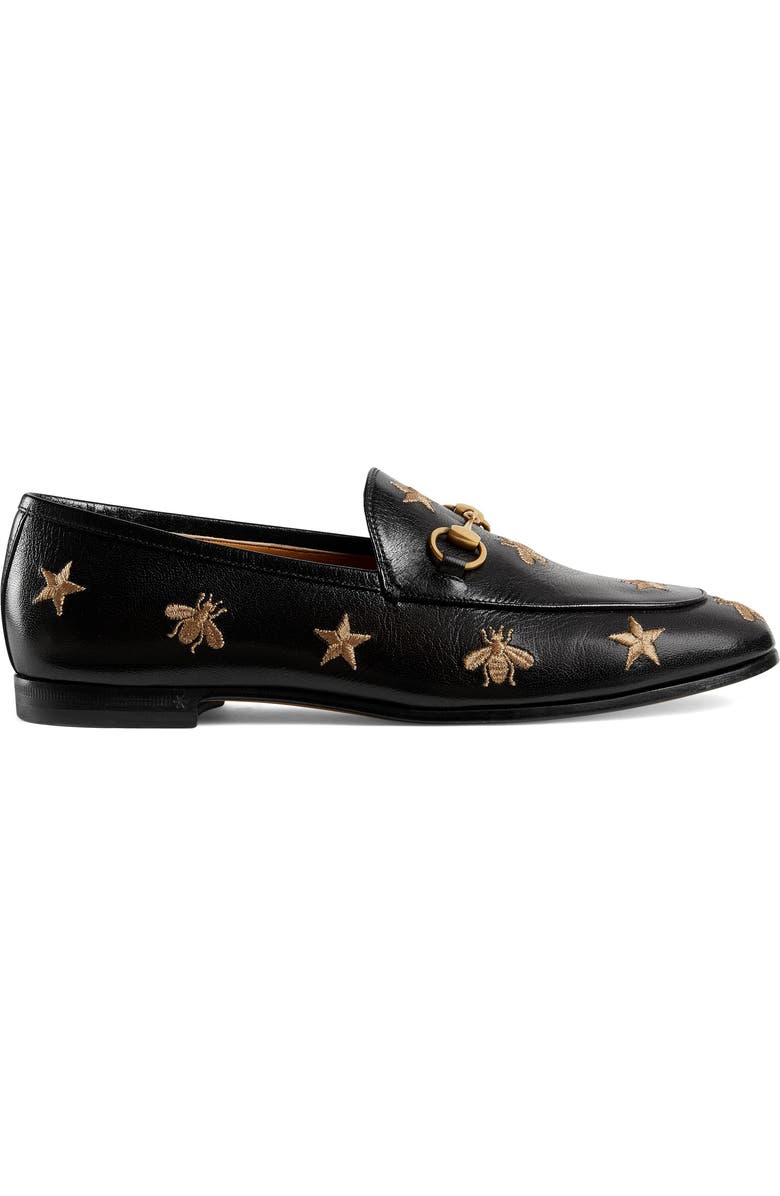 Gucci Jordaan Embroidered Bee Loafer, Alternate, color,