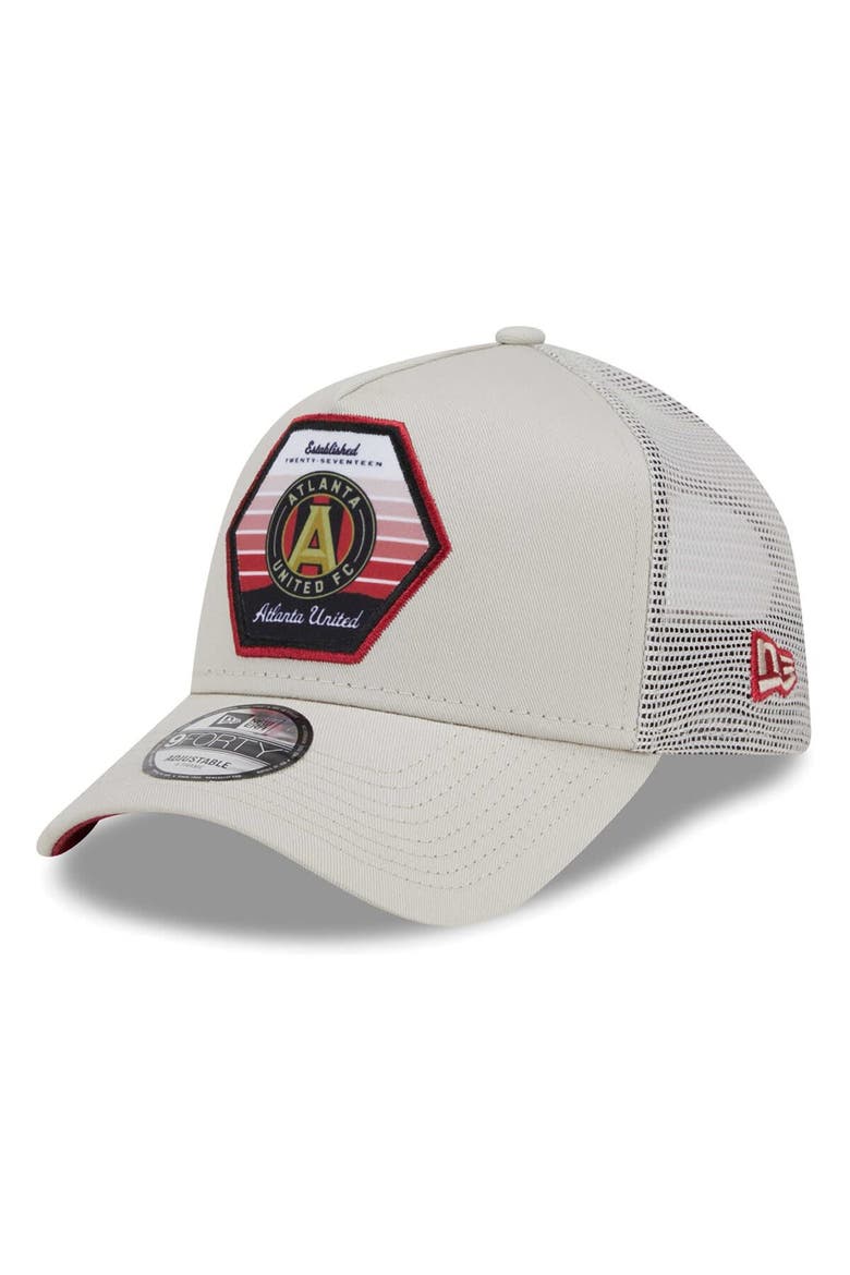Men's New Era  Cream Atlanta United FC Established Patch 9FORTY A-Frame Trucker Adjustable Hat, Main, color, Cream