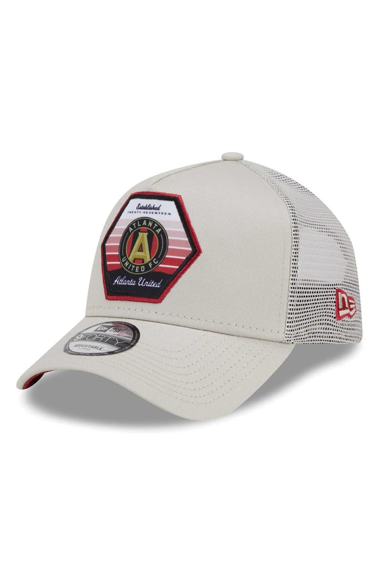 New Era Men's New Era Cream Atlanta United FC Established Patch 9FORTY A-Frame Trucker Adjustable Hat, Main, color, Cream