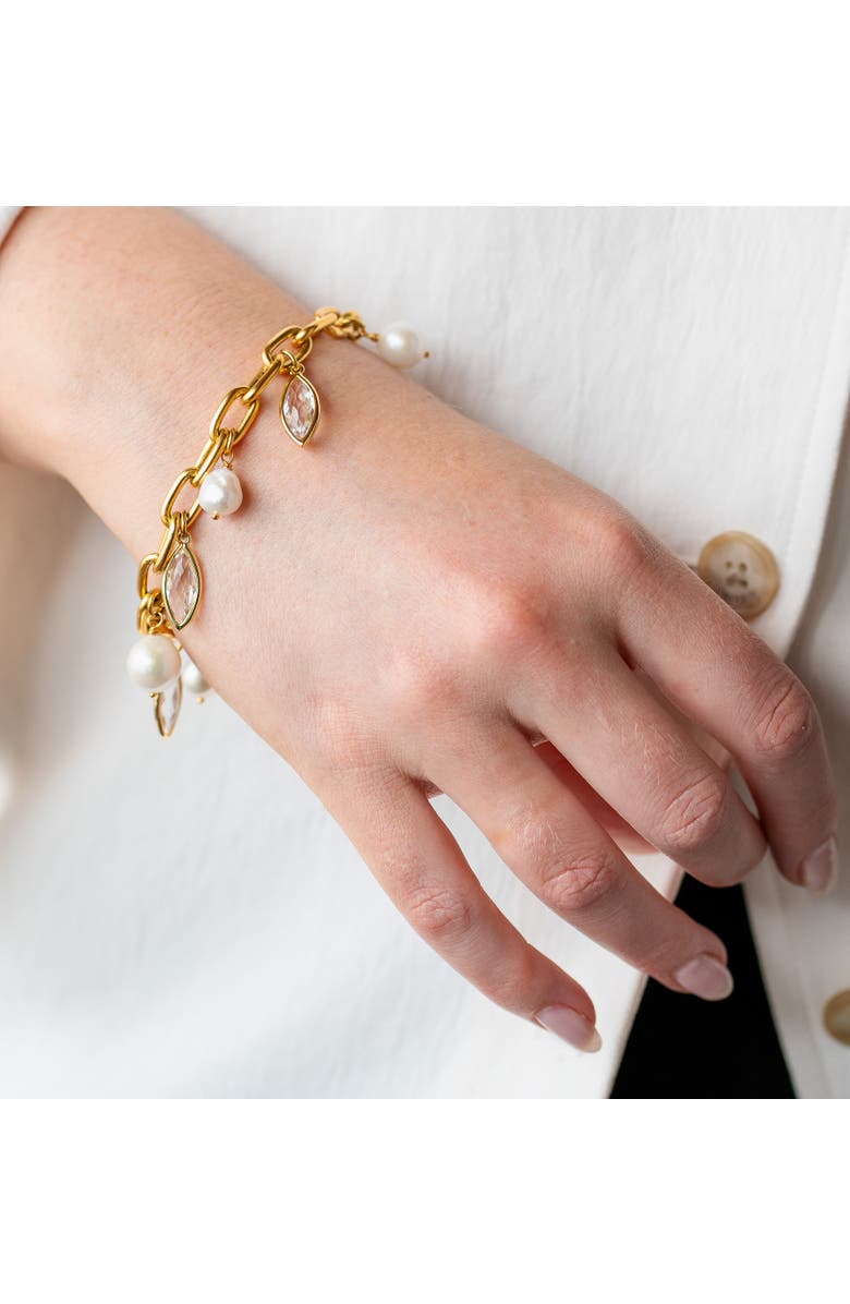 Loni Paul Jewelry Marquise & Pearl Bracelet, Alternate, color, Gold