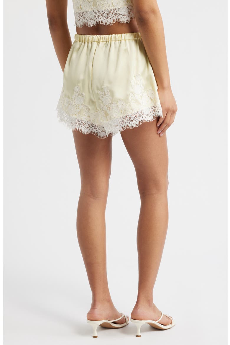 Lace Trim Satin Shorts, Alternate, color, PASTEL YELLOW