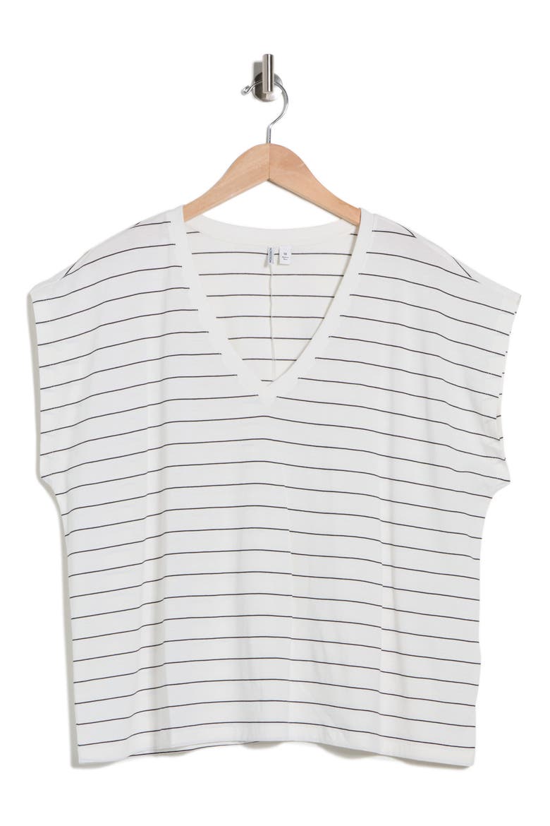 Pima Cotton T-Shirt, Alternate, color, IVORY BLACK LAUREN STRIPE