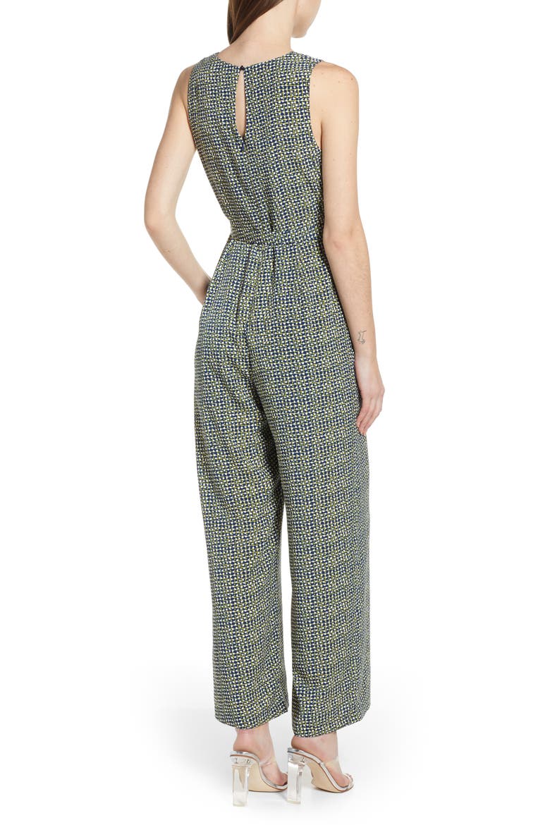 Sleeveless Tie Waist Jumpsuit, Alternate, color, NAVY PEACOAT TINY DOTS