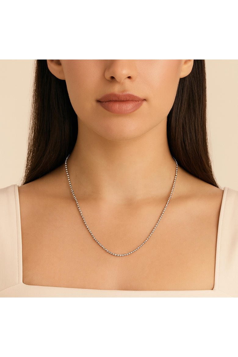 Sterling Silver Bead Ball  Necklace And Bracelet Set, Alternate, color, Silver