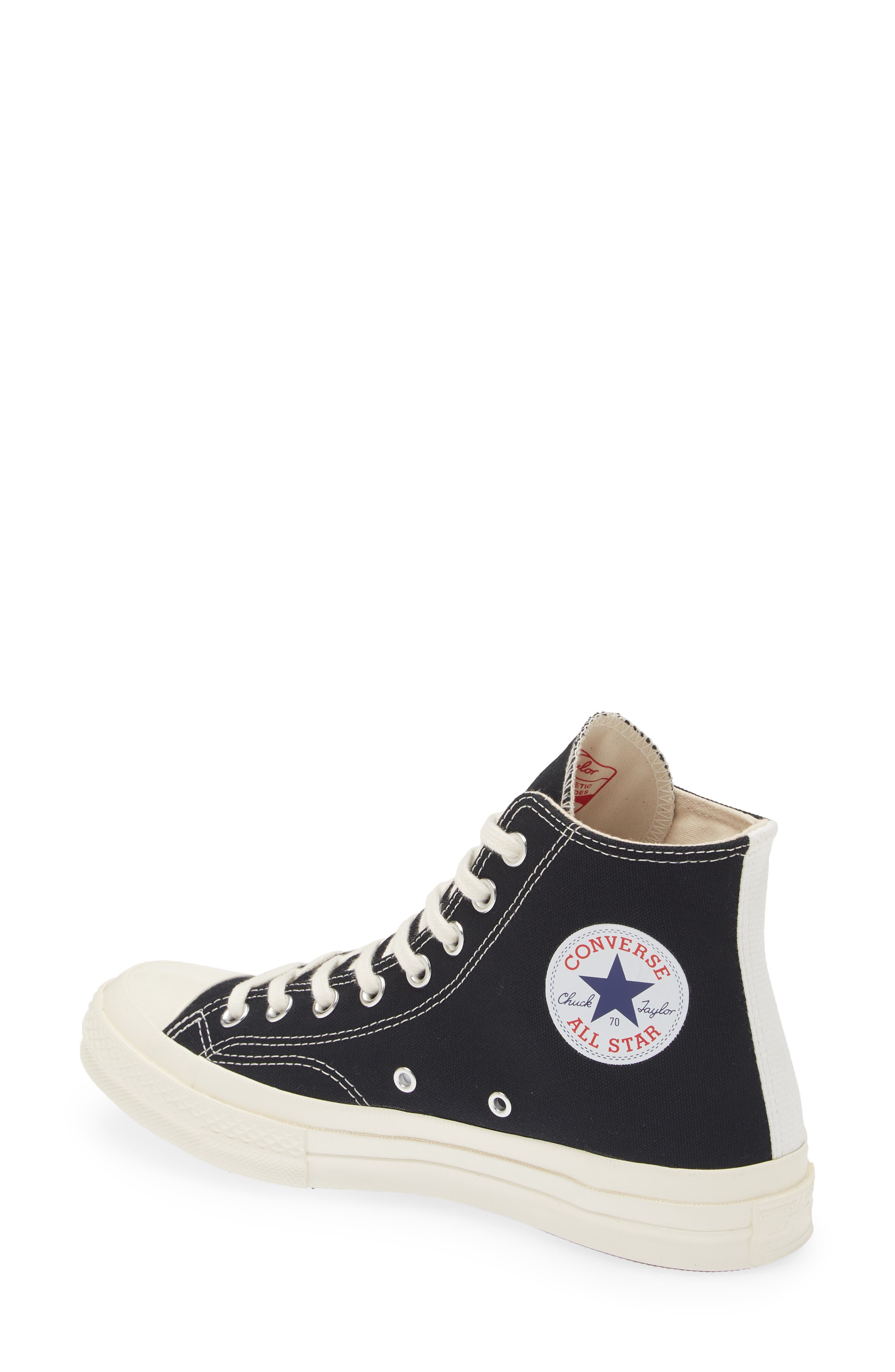 Comme des Garçons PLAY x Converse Chuck Taylor<sup>®</sup> All Star<sup>®</sup> Heart High Top Sneaker, Alternate, color, 