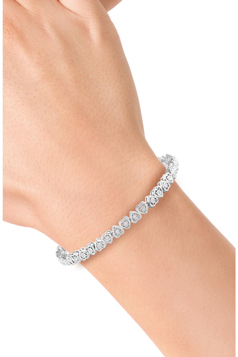 Sterling Silver Diamond Heart Tennis Bracelet - 0.22ct., Alternate, color, SILVER