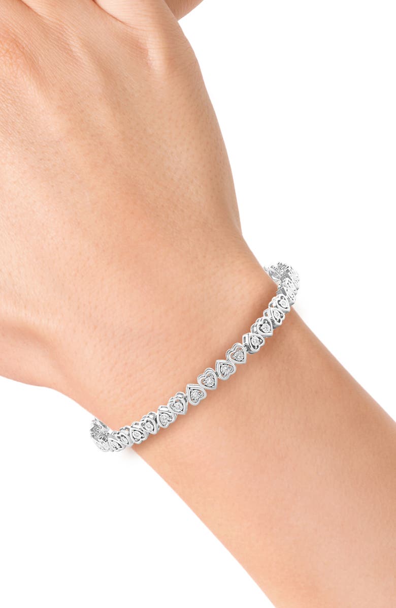 EFFY Sterling Silver Diamond Heart Tennis Bracelet - 0.22ct., Alternate, color, Silver