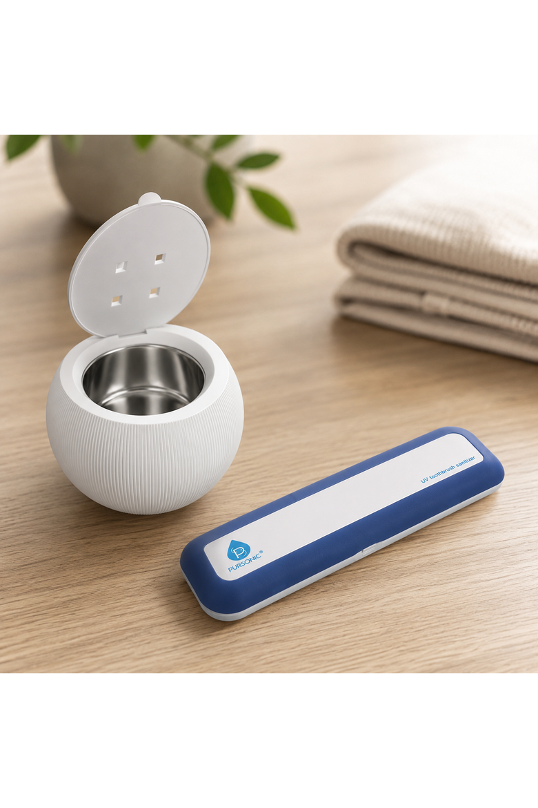 Ultrasonic Cleaner Pod & UV Toothbrush Sanitizer, Alternate, color, White
