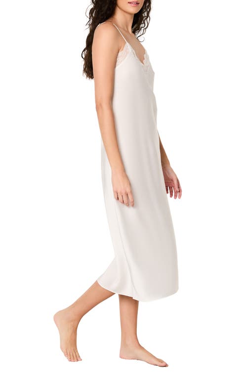 Etam Desire Nuisette Lace Trim Satin Nightgown In White