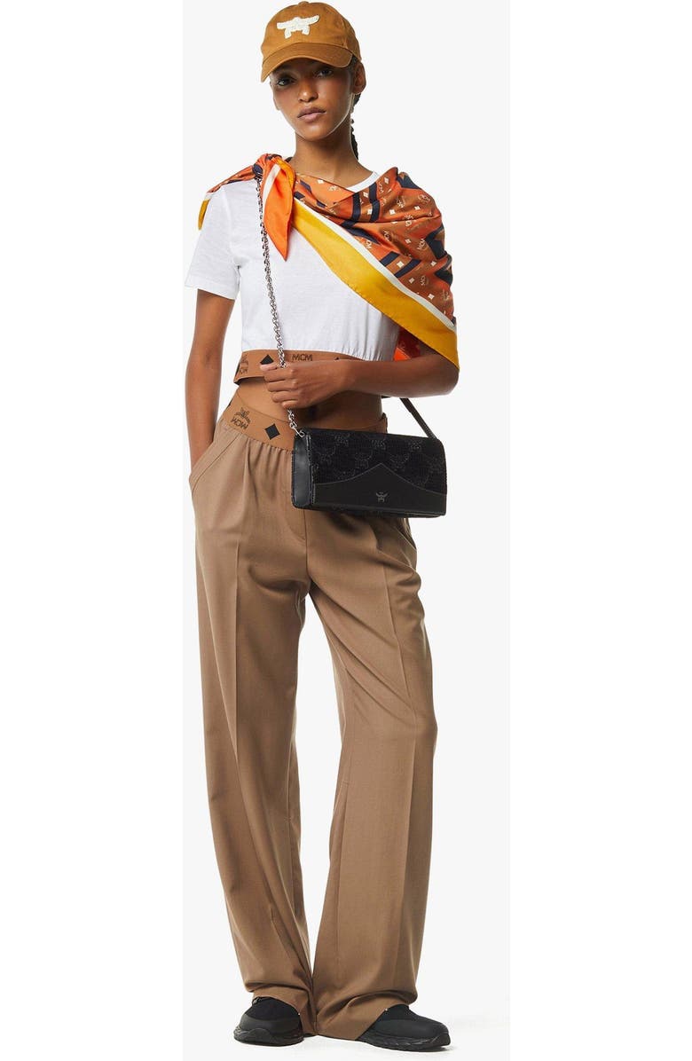 MCM Diamond Clutch in Lauretos Lurex Jacquard, Alternate, color, Black