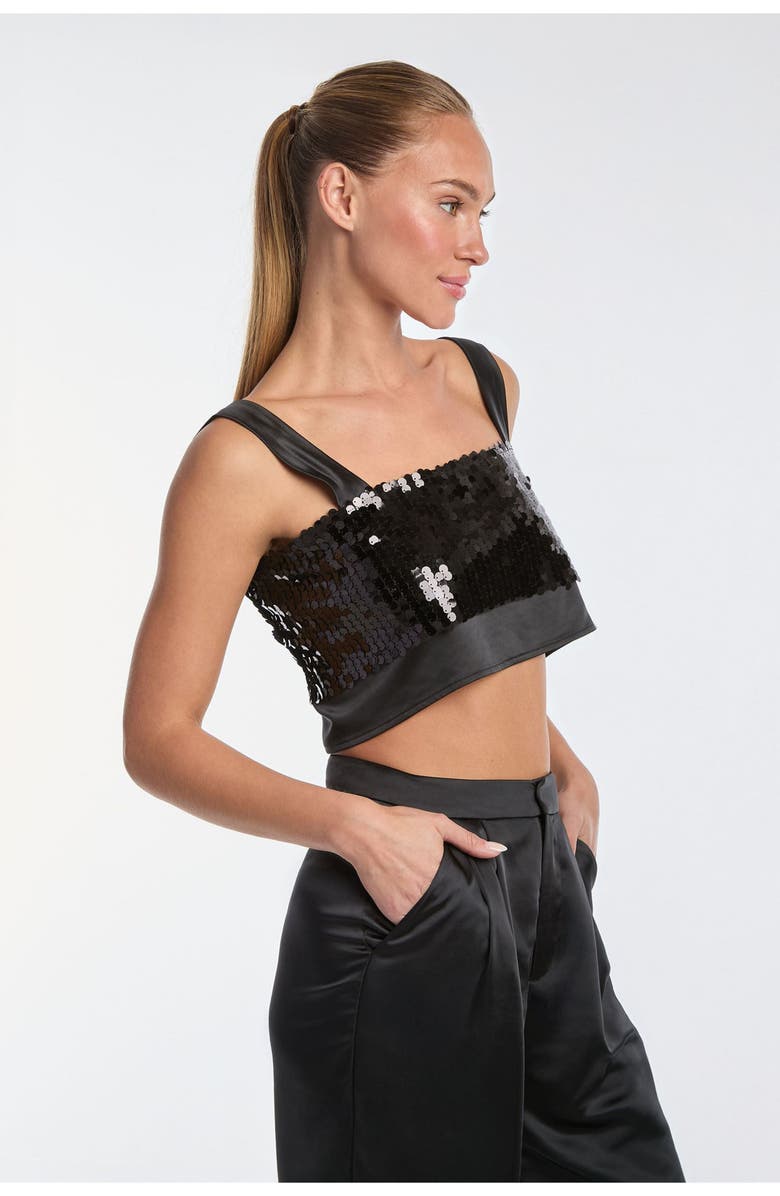 The Noli Shop Zoey Sequin Crop Top, Alternate, color, Black