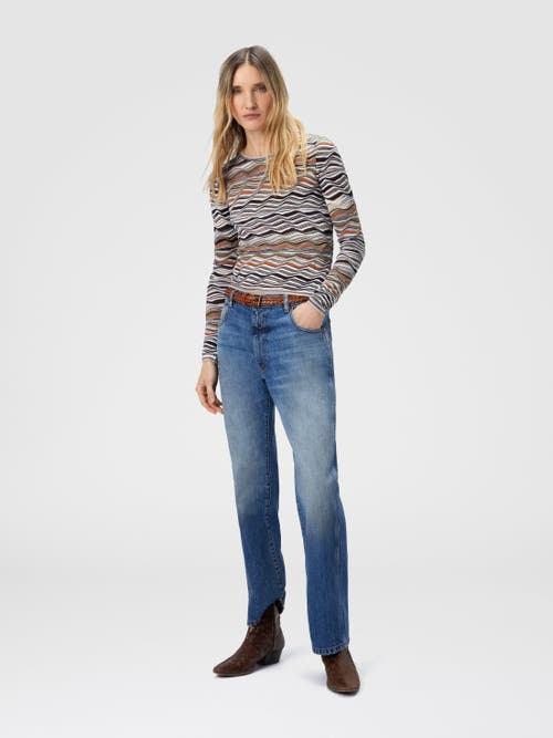 Missoni Crew Neck Sweater With Wave Pattern In Gray