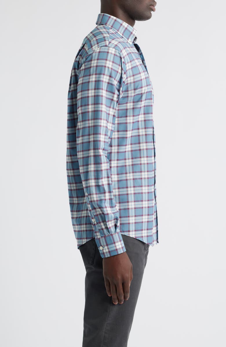 johnnie-O Feldy Plaid Stretch Button-Down Shirt, Alternate, color, Laguna Blue