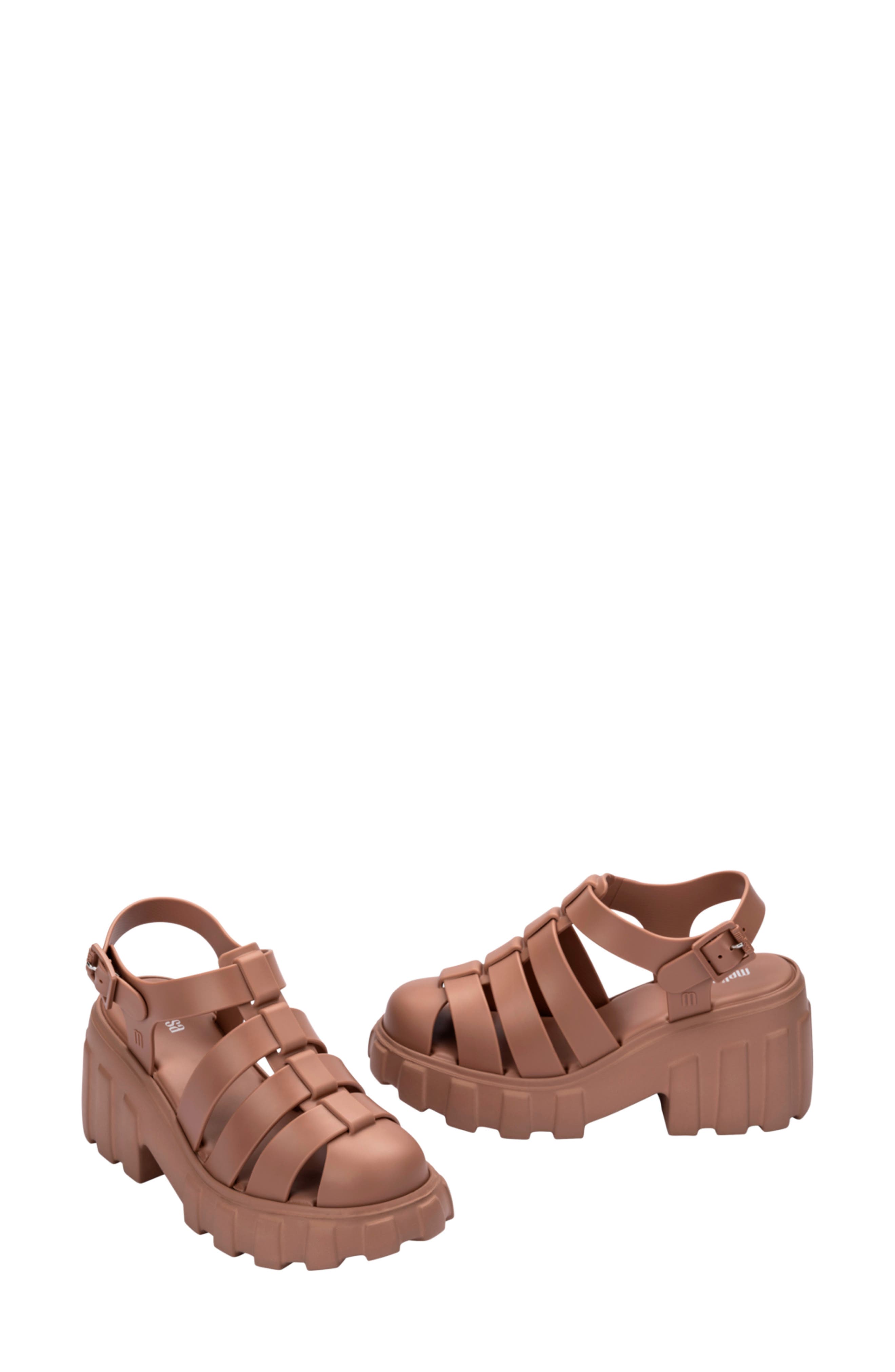Megan Platform Fisherman Sandal, Alternate, color, BROWN