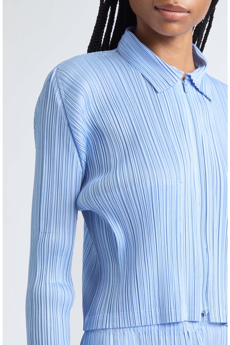 Monthly Colors August Pleated Zip Top, Alternate, color, LIGHT BLUE