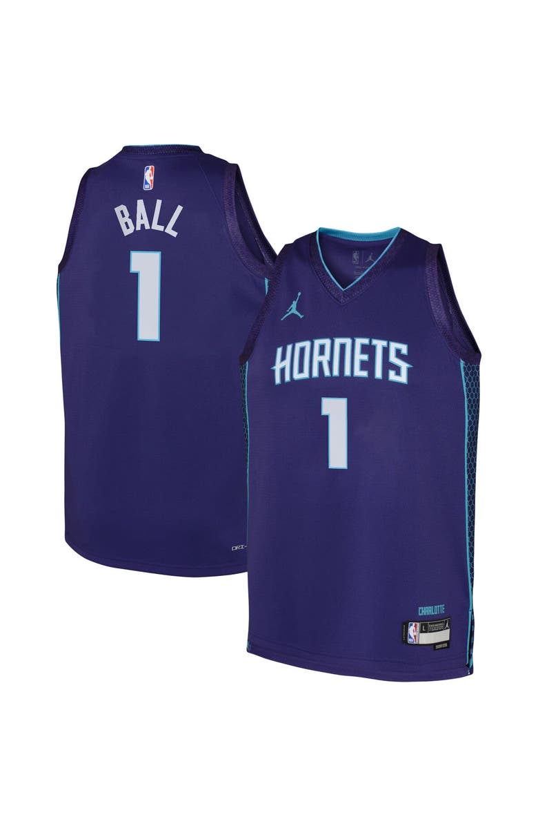 Jordan Brand Youth Jordan Brand LaMelo Ball Purple Charlotte Hornets Swingman Jersey - Statement Edition, Main, color, Purple