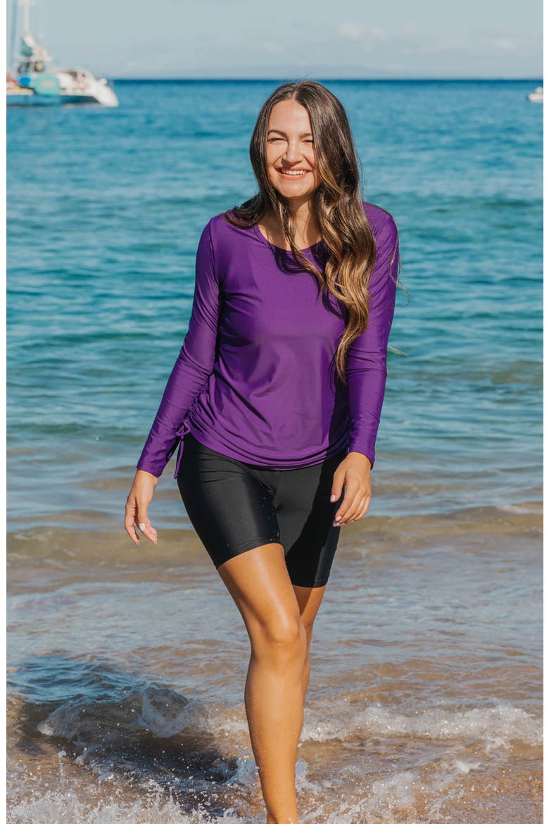 Mid-Thigh Swim Shorts, Alternate, color, Black