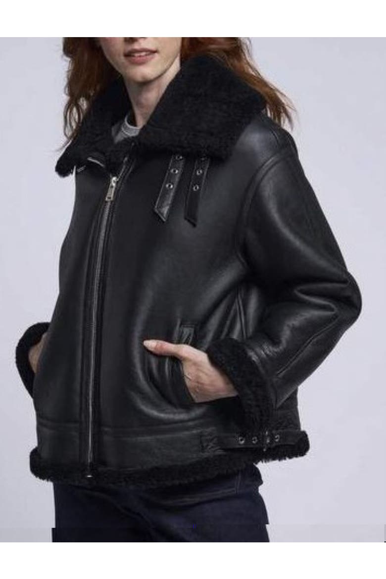 Moto Shearling Jacket, Main, color, BLACK